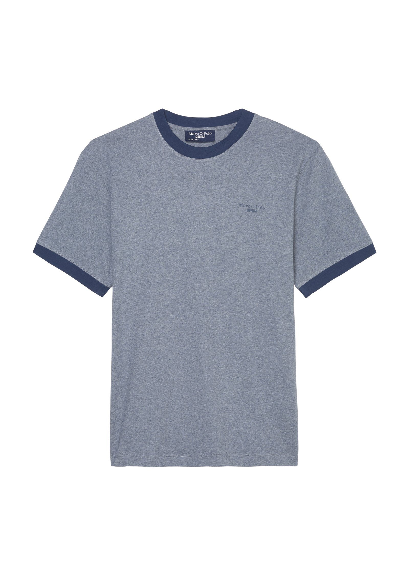 dezentem blue mit der Marc T-Shirt auf O'Polo Brust DENIM dusty Markenlabel