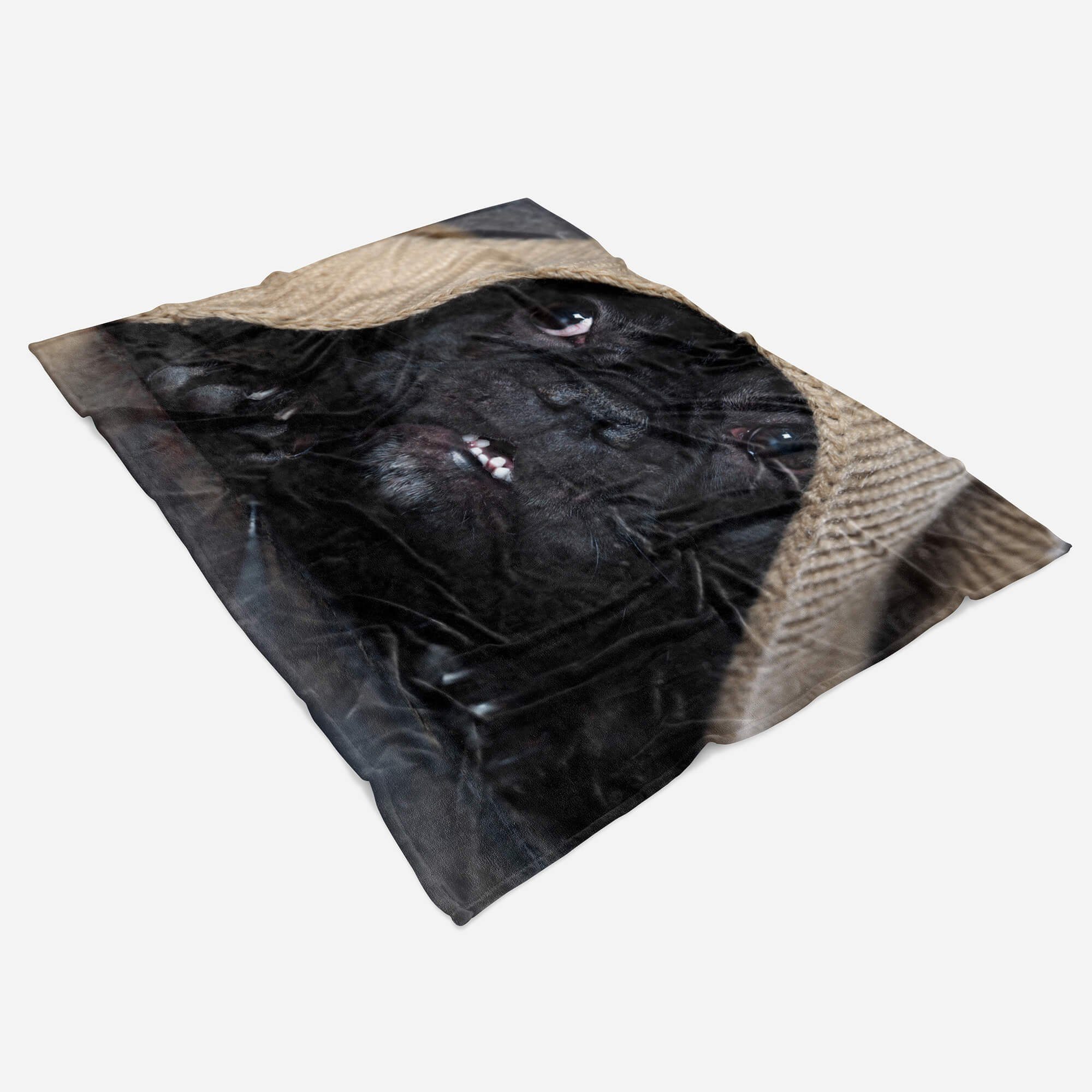 mit Tiermotiv Strandhandtuch Art Handtuch süßer Kuscheldecke Handtuch Sinus Baumwolle-Polyester-Mix kleiner Hund, Handtücher Saunatuch (1-St),