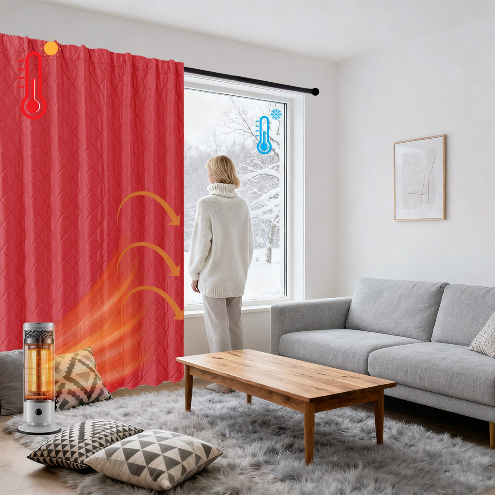 Jibenhome Gardine Samtvorhang Gesteppter 254cm Blickdicht, Wärmeisolierend, Weihnachtliche Räume