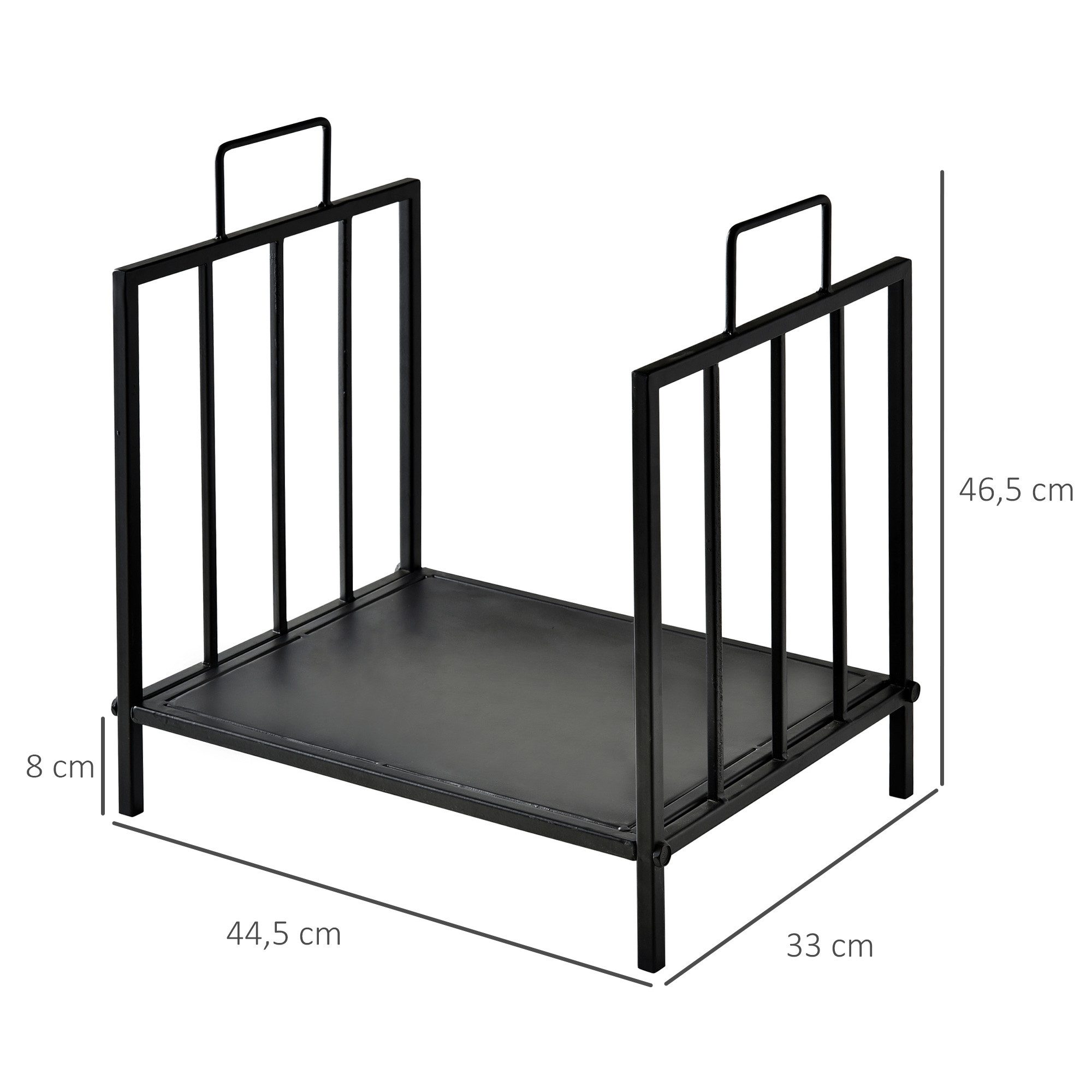 Outsunny Kaminholzregal Brennholzregal, BxTxH:44.5x33x46.5 cm, (erhöhtes Design, 1-St., Metallrahmen), für drinnen und draußen, Schwarz