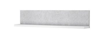 Helvetia Wohnwand Broto, (1 Lowboard, 1 Hängeschrank, 1 Wandregal, 3-St., grifflos ohne Beleuchtung), 521x45x142cm weiß / beton colorado 3 Teilig