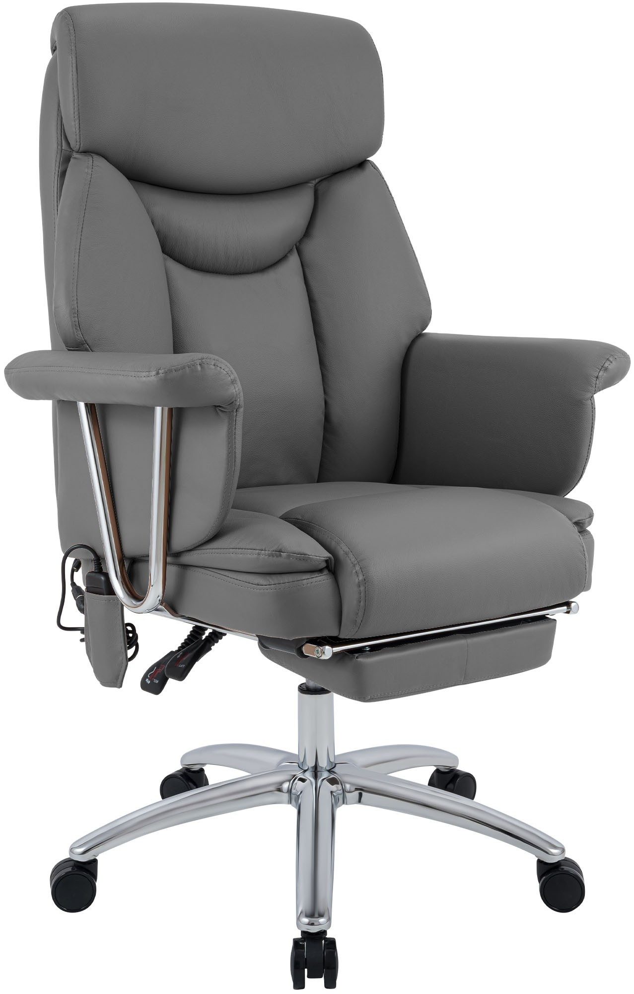 CLP Schreibtischstuhl Dahra (1er, 1 St), Leder, mit Massagefunktion und Fußablage