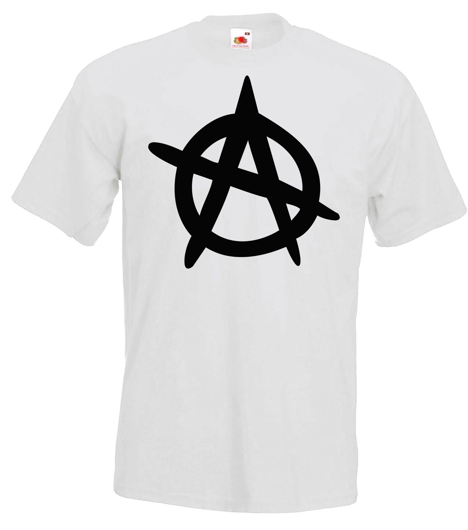 trendigem T-Shirt Designz Frontprint Anarchy mit T-Shirt Weiss Youth Herren