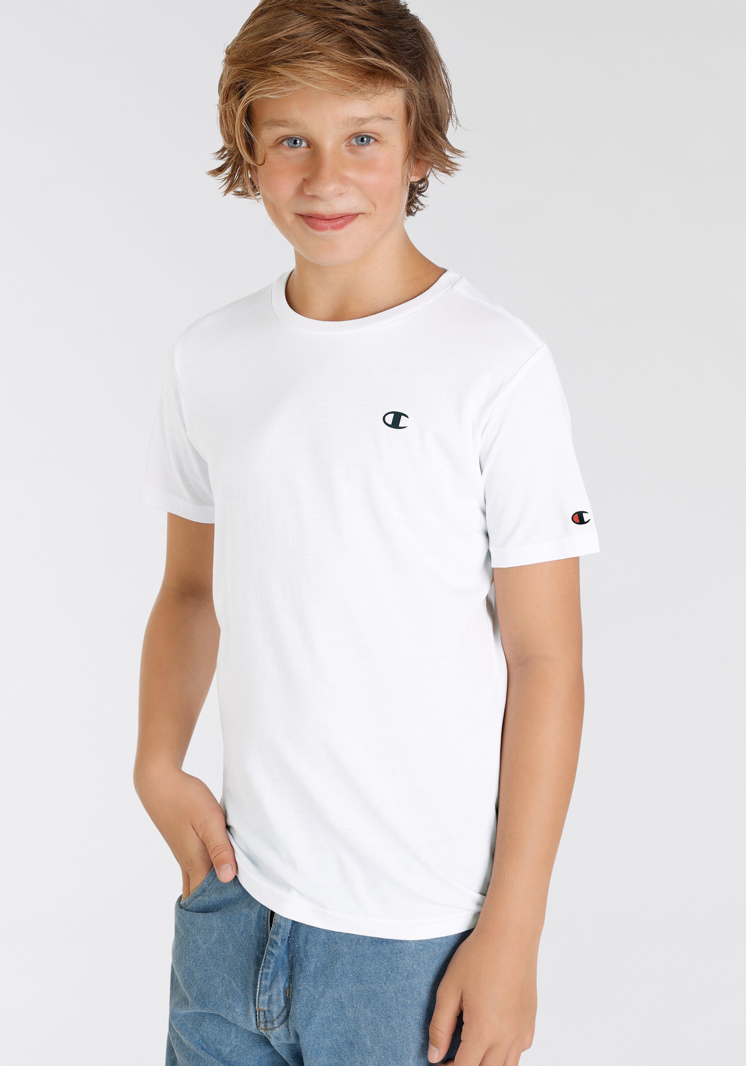 Champion T-Shirt (Packung, 2-tlg) 2er-Pack, Kurzarm, mit Rundhalsausschnitt, aus Baumwolle