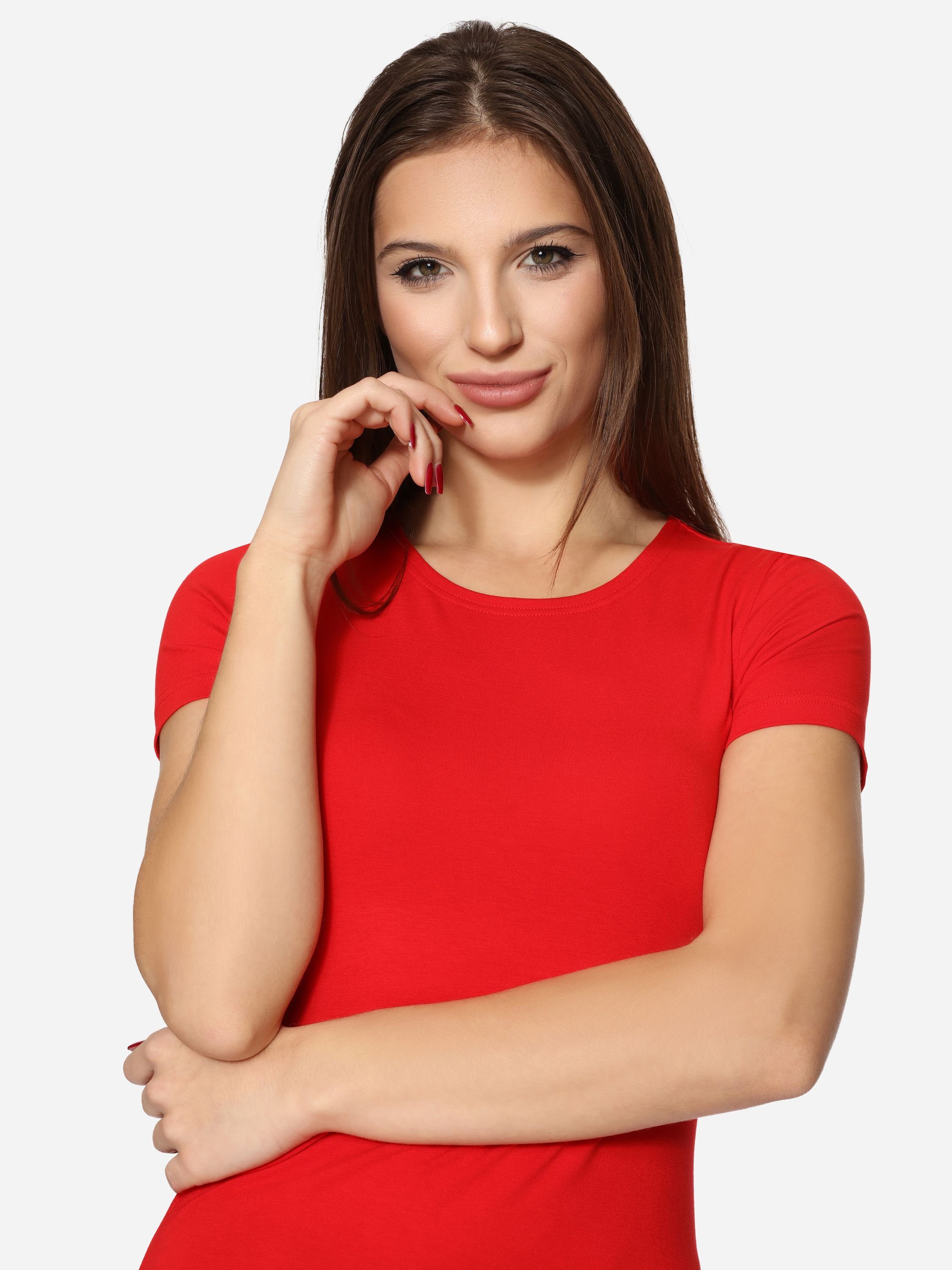 Merry Style T-Shirt Rot T-Shirt MS10-373 Kurzarm (1-tlg) Damen
