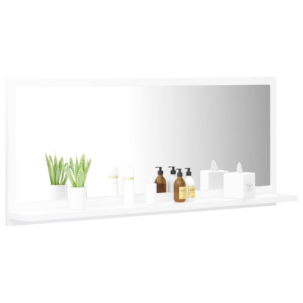 (1-St) Holzwerkstoff vidaXL 90x10,5x37 Badezimmerspiegelschrank Hochglanz-Weiß cm Badspiegel