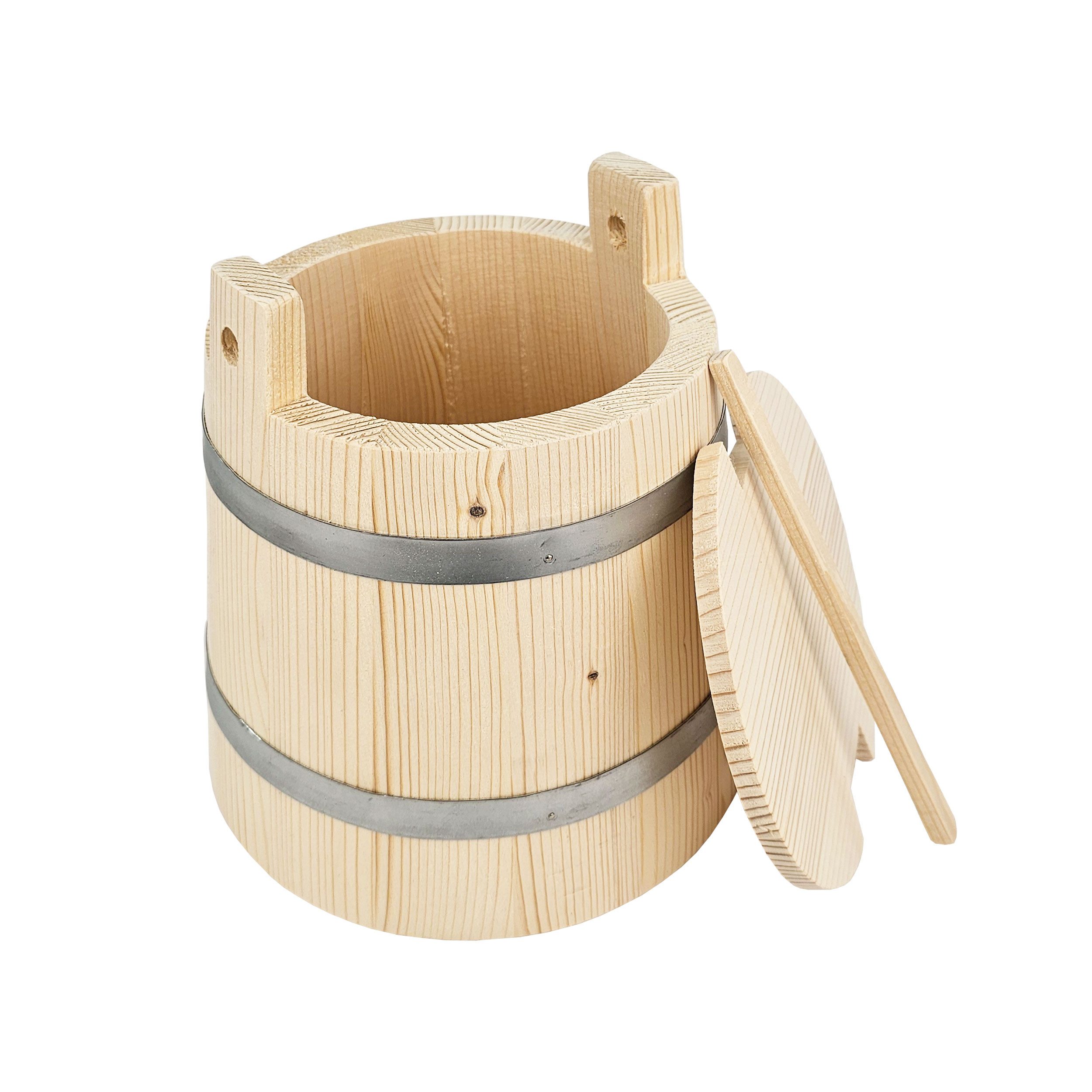 Hofmeister Aufgusskübel Bottich aus Holz kegelförmig 3 l mit Deckel