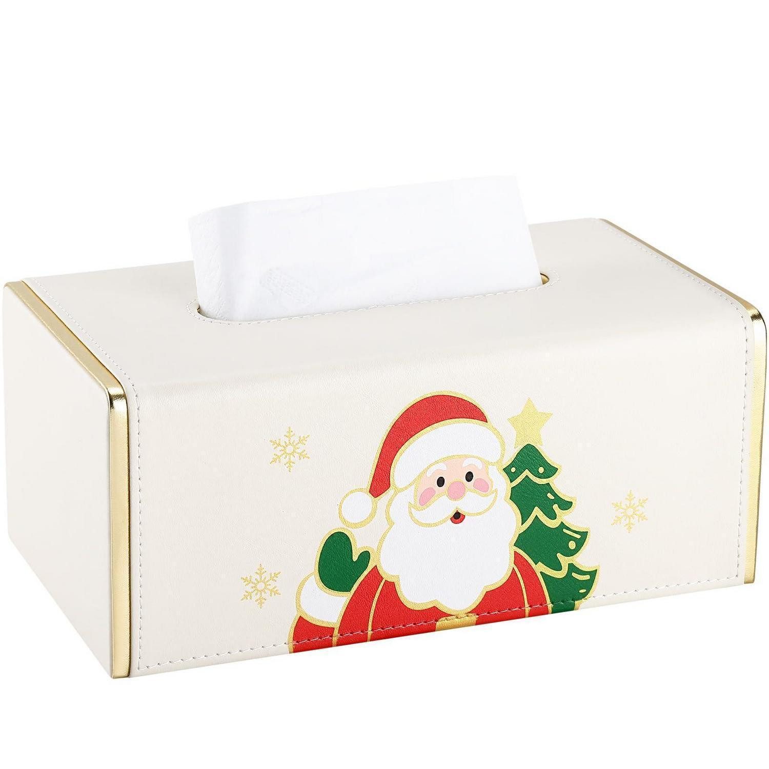 LuxusKollektion Papiertuchbox Taschentuchbox Elegant Weiß PU Leder