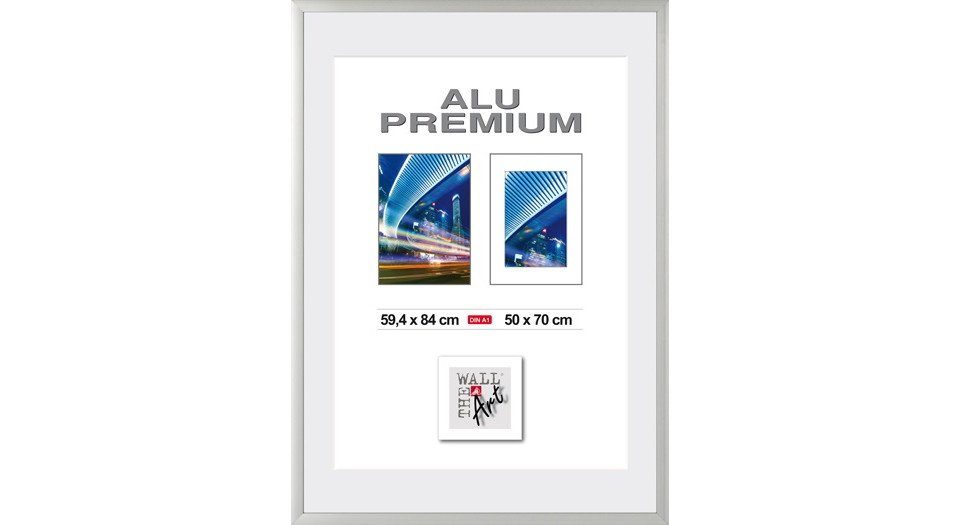 of cm Aluminiumrahmen AG The art (DIN framing 84 Bilderrahmen the Wall - 59,4 Quattro x silber,