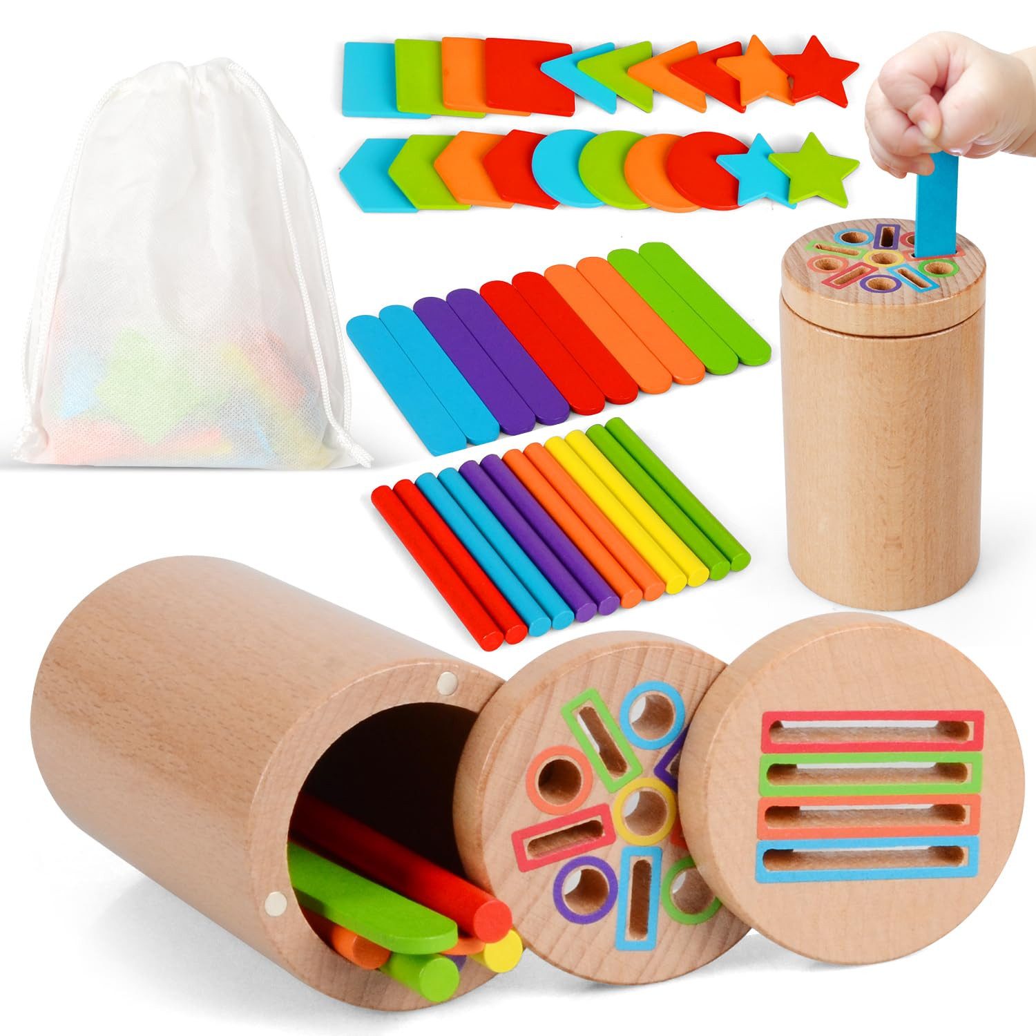 CLTYQ Lernspielzeug Montessori Spielzeug ab 3Jahr, Baby Spielzeug,Farbe Sortierspiel, Kleinkind Sensorik Spielzeug Baby Motorikspielzeug Holzspielzeug