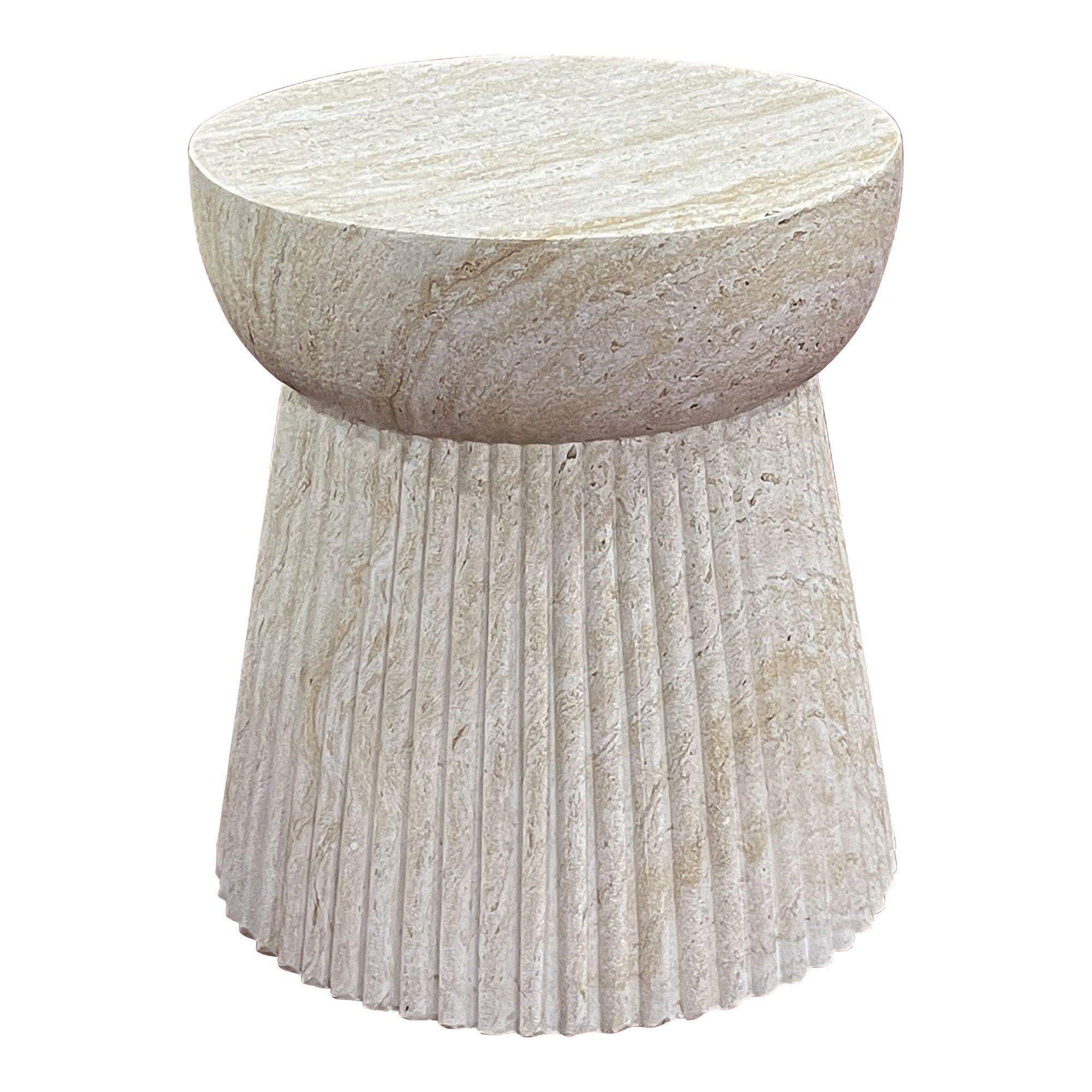 tinkaro Beistelltisch Bonn geriffelt ø37x43 cm Natur (1-St), Strukturierter Ablagetisch aus Fiberclay für verschiedene Wohnräume