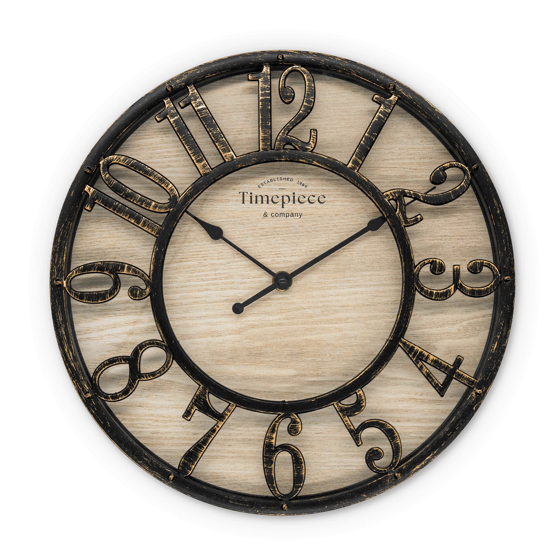 K&L Wall Art Wanduhr große Industrielle Wanduhren Vintage Holzuhr Metall Optik (Steampunk Uhr ohne Tickgeräusche)