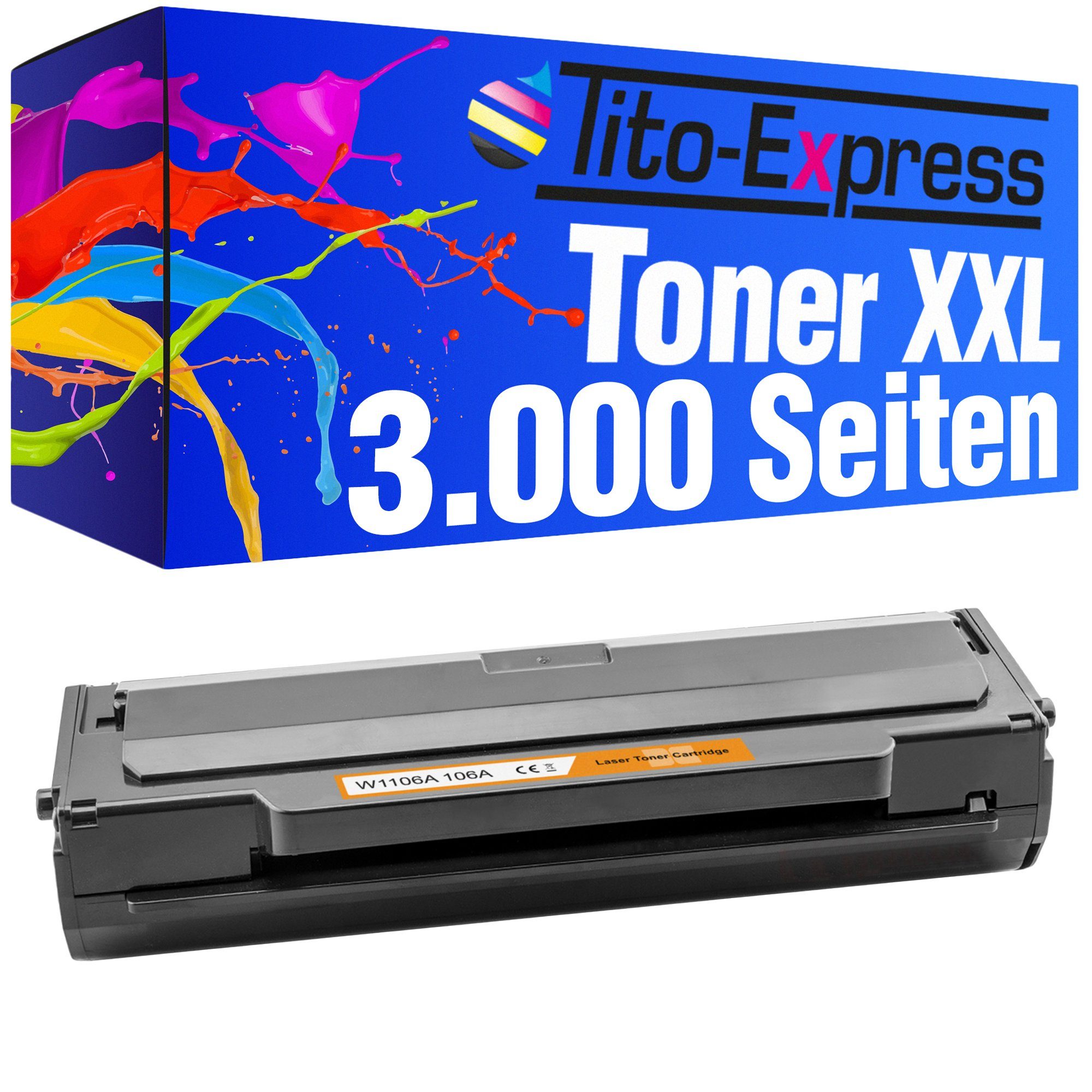 Tito-Express Tonerpatrone ersetzt HP W 1106 A HP W1106A HP 106A XXL, (1x Black), für Color Laser MFP 135wg107w 107a 107r MFP 137fwg 137fnw 135w 135a