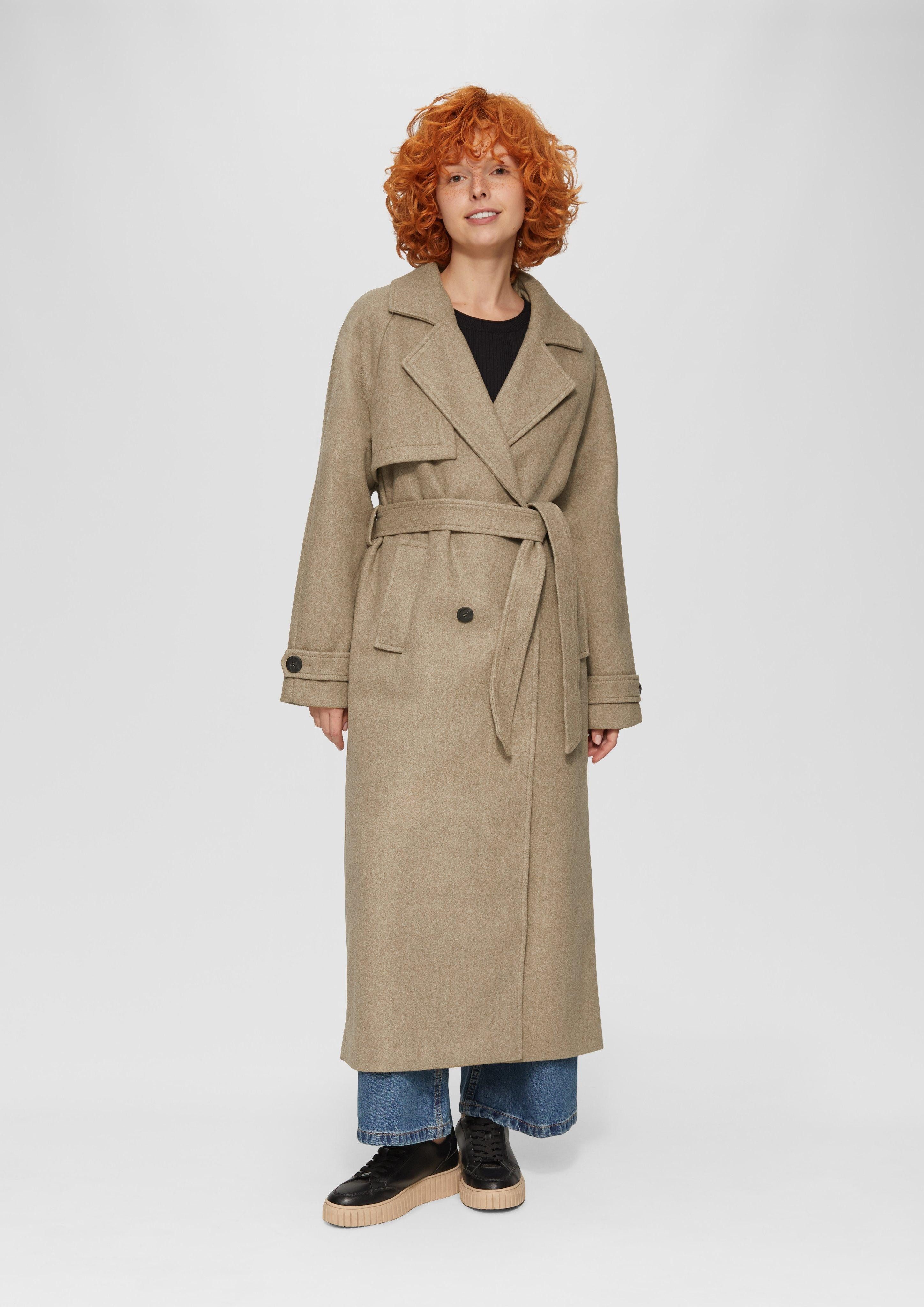 QS Funktionsmantel Trenchcoat in Wolloptik günstig online kaufen