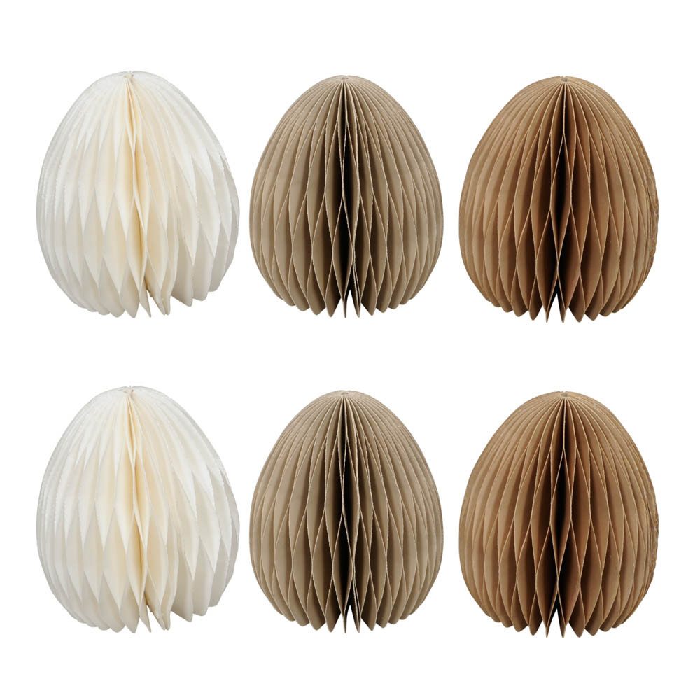 Posiwio Osterei 6tlg. Osterei PAPER weiß braun aus Papier stehende Papiereier H10cm (2