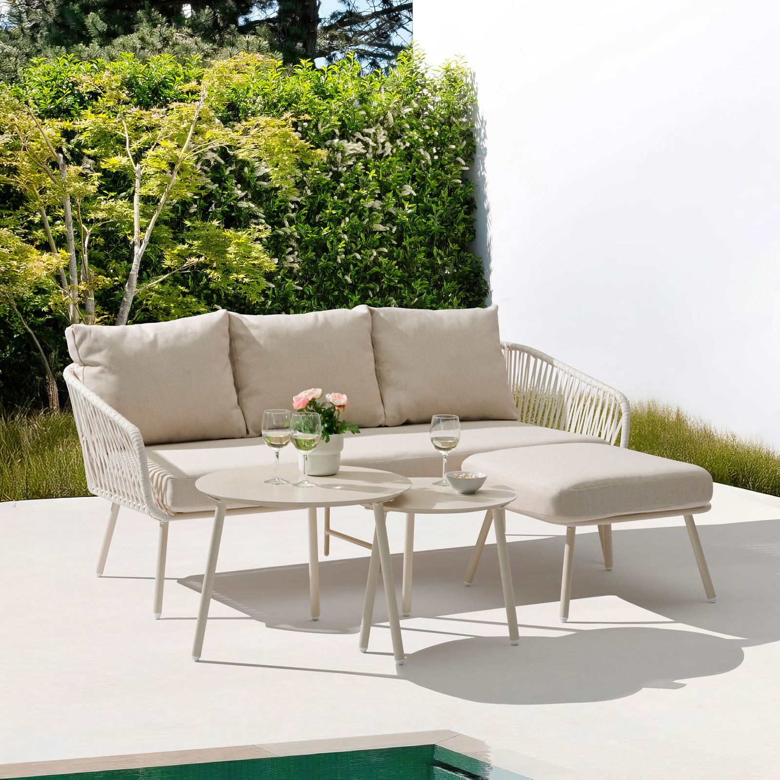 IDIMEX Gartenlounge-Set MYKONOS, Outdoor Dreisitzer Sofa mit Beistelltisch, günstig online kaufen