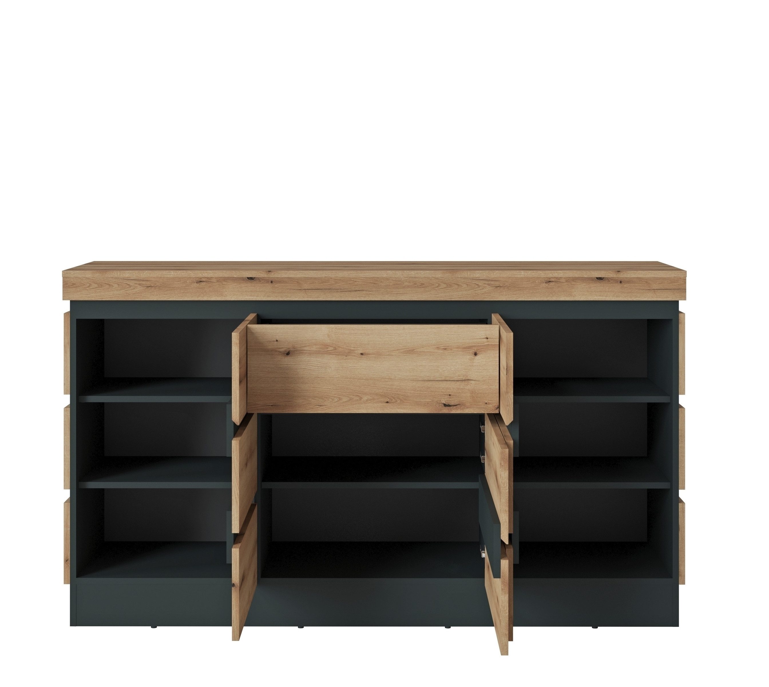 Meble Wójcik Sideboard in Coast Evoke Eiche Dekor/Kosmos Grau - 160,8x92,5x günstig online kaufen