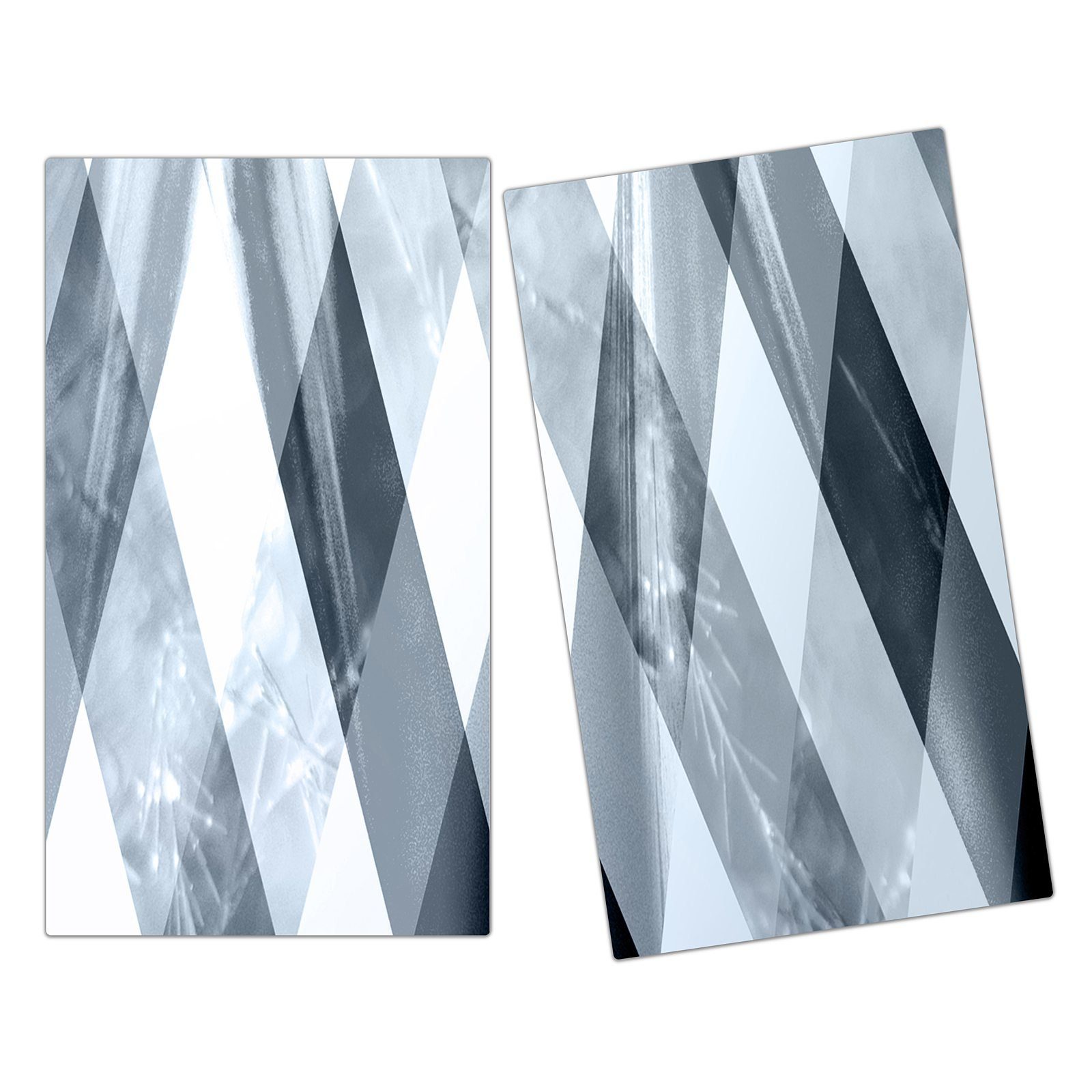 tlg) Herdabdeckplatte (2 aus Herd-Abdeckplatte Gestreifter Glas, Spritzschutz Hintergrund, Primedeco Glas