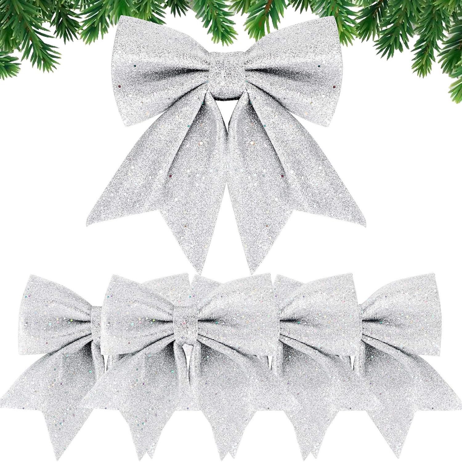 Bomiclss Weihnachtsbaumschleife Weihnachtsbaum Schleifen Set, Weihnachtsdekorations Schleifen (5-tlg), Weihnachtliche Schleifen-Dekorationsanhänger