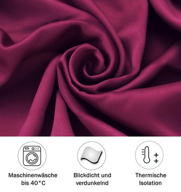 Türvorhang für alle gängigen Türgrößen, Thermovorhang (ohne Stange) Türgardine, tinycurtains, Ösen (1 St), abdunkelnd, 100% Polyester, Blackout blickdicht, rot Berry 195x150cm für Tür, Schrank & Fenster