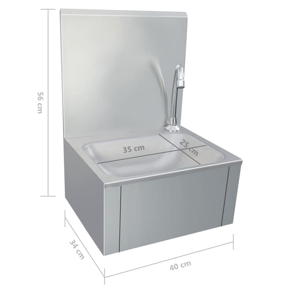 Edelstahl, mit vidaXL Seifenspender Wasserhahn Granitspüle und Handwaschbecken cm 34/40