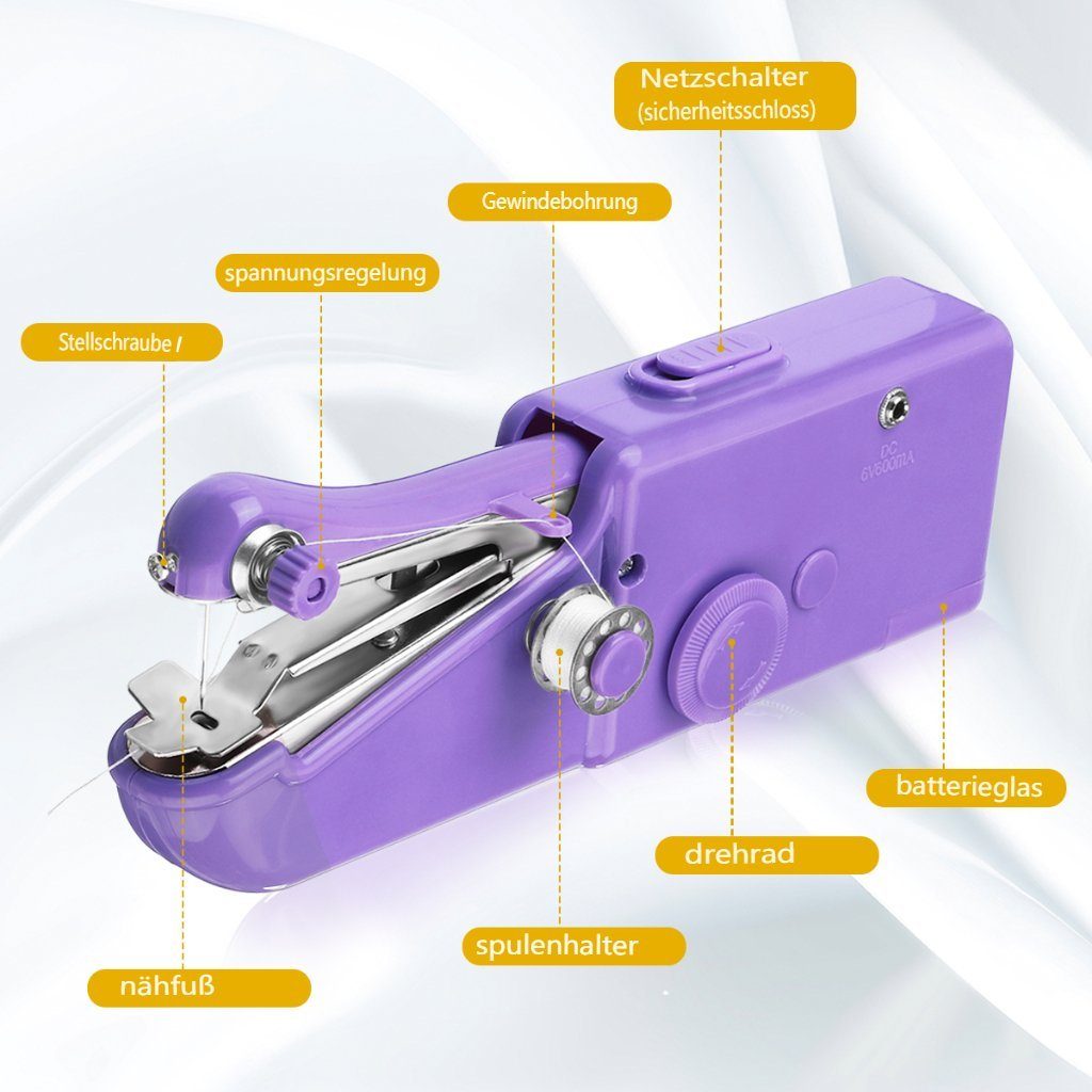 Insma Nähmaschine, Mini Handnähmaschine tragbar für Anfänger, 30 Teile mit Zubehörset
