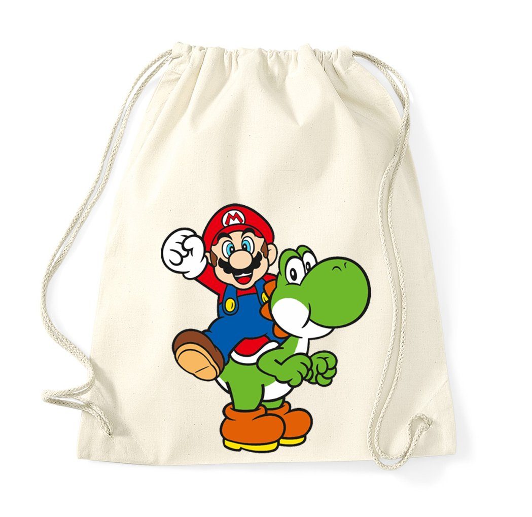 Blondie & Brownie Turnbeutel aus Baumwolle Yoshi & Mario Retro Konsole Einkaufstasche