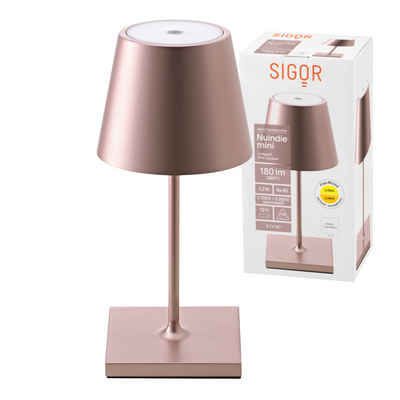 SIGOR LED Tischleuchte stilvolle Mini Akku-Tischlampe, LED fest integriert, Warmweiß, Extra-Warmweiß, elegante, kabellose Schreibtischlampe, 25x10x10 cm