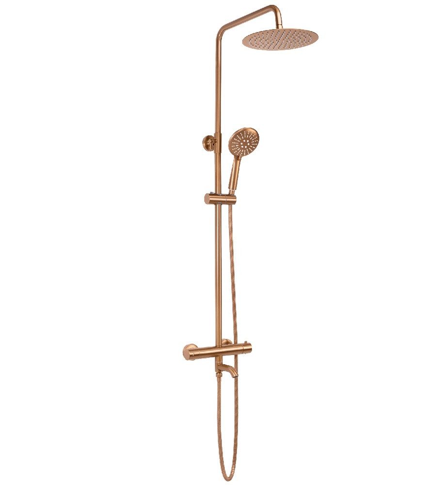 wohnwerk.idee Duscharmatur Duschsystem Dusche mit Thermostat Lungo Kupfer Matt – Bild 4 von 5