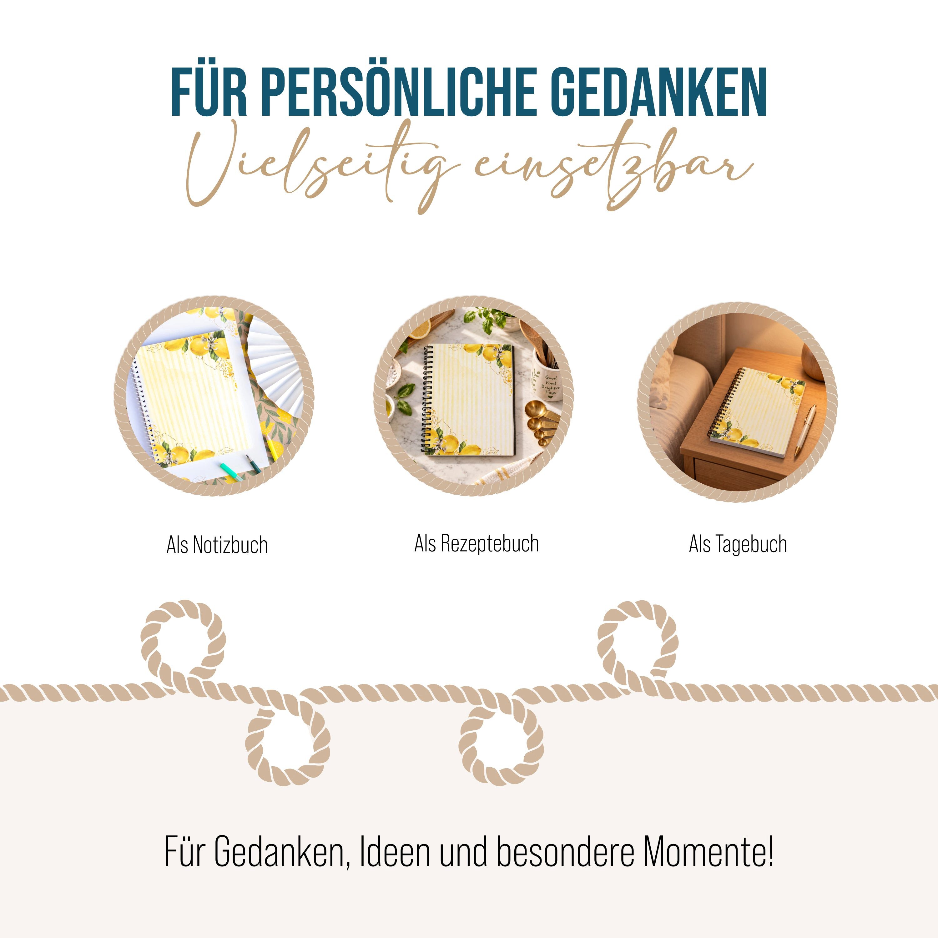 Logbuch-Verlag Notizbuch Collegeblock A5 kariert Zitrone mediterran, 80 Seiten, Spiralblock – Bild 4 von 5