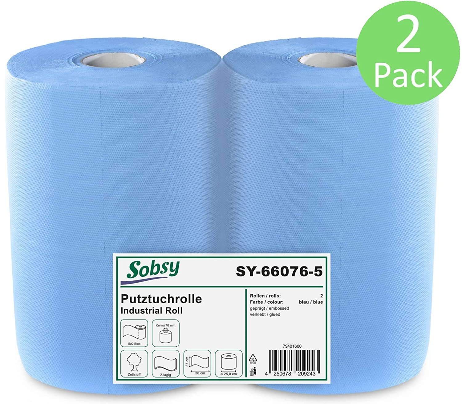 Hypafol Papierhandtuch SET, (mit passendem Spender auswählbar), 2 x blaue Industrierolle