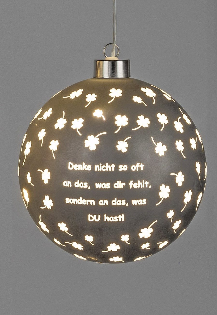 formano LED Dekolicht Hänger Kugel grau Denke an das was du hast, LED fest integriert