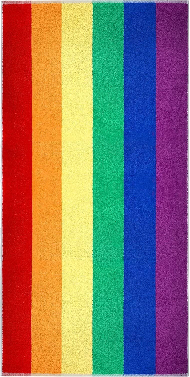 Lashuma Badetuch Regenbogen, Frottee (1-St), gestreiftes Strandtuch Frottee günstig online kaufen