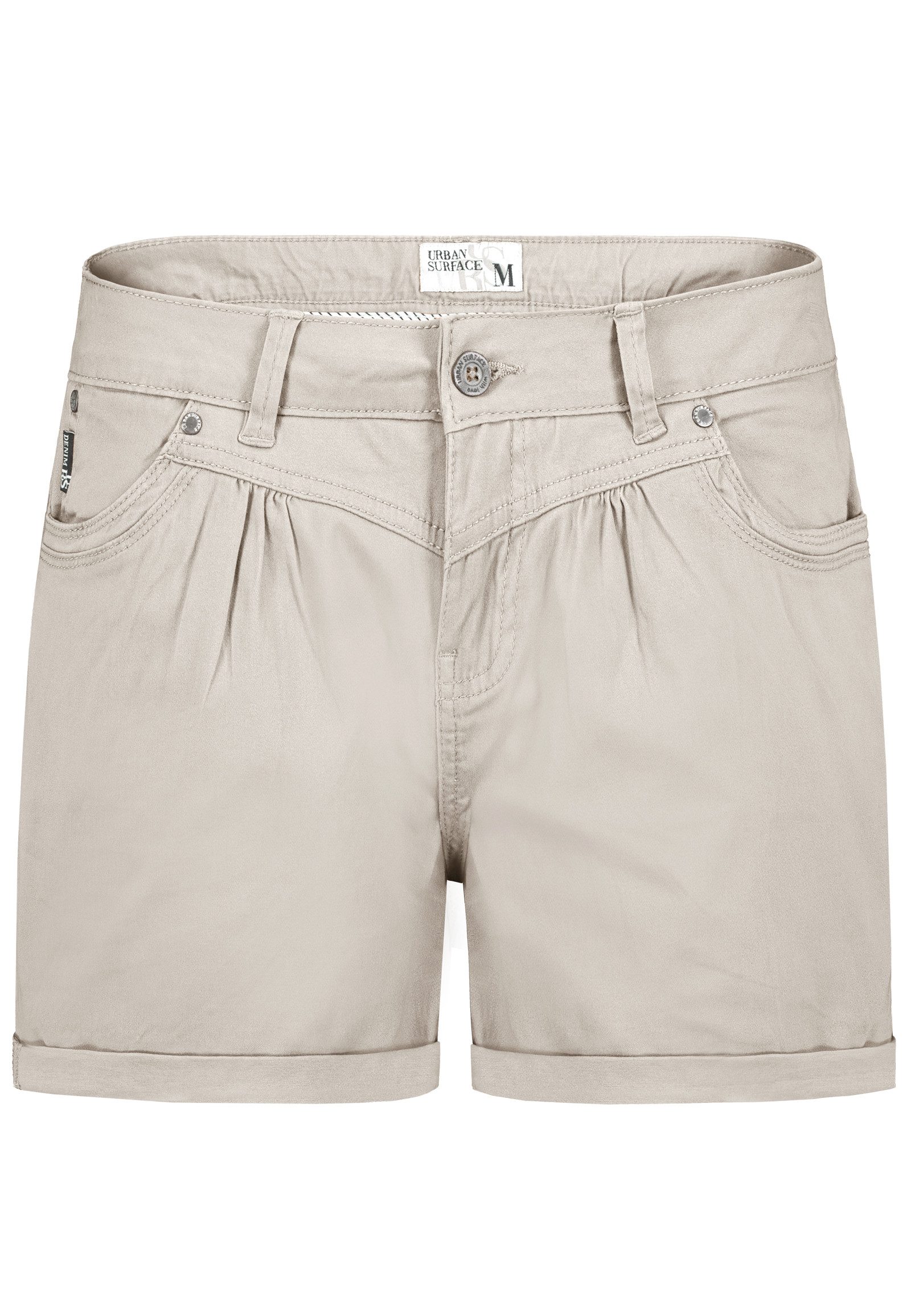 Urban Surface Chinoshorts Damen Stretch-Shorts Chino-Style Bundfalten, stretchy, Aufschlag am Bein