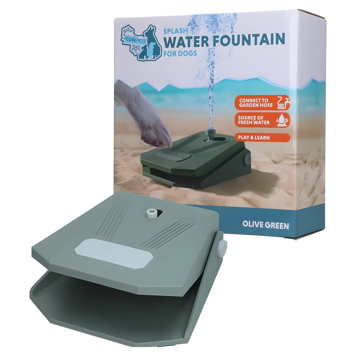 Holland Animal Care Hundepool Wasserfontäne Splash Water Fountain olivgrün