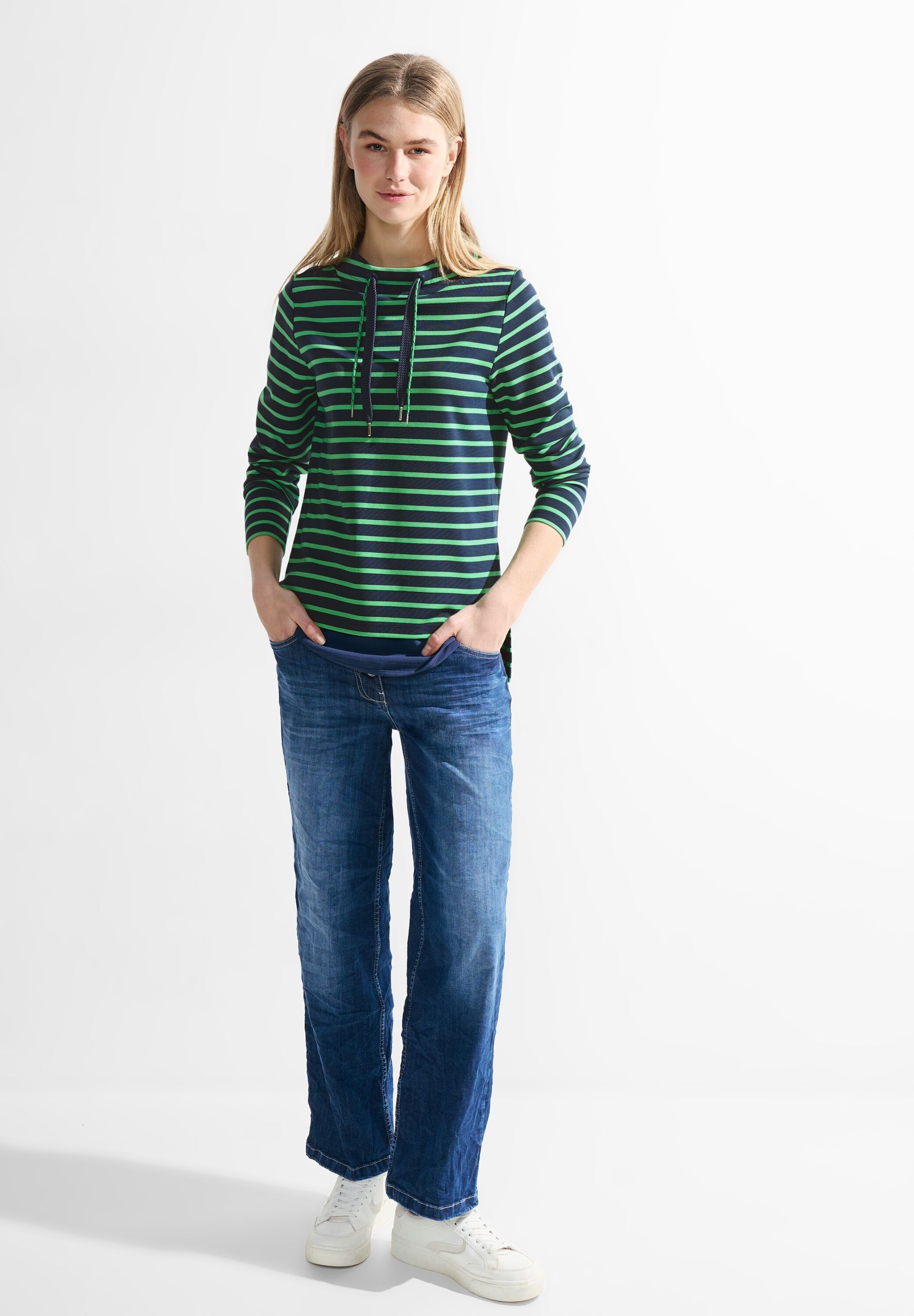 CECIL 2-in-1-Langarmshirt mit Tunnelzugband am Kragen