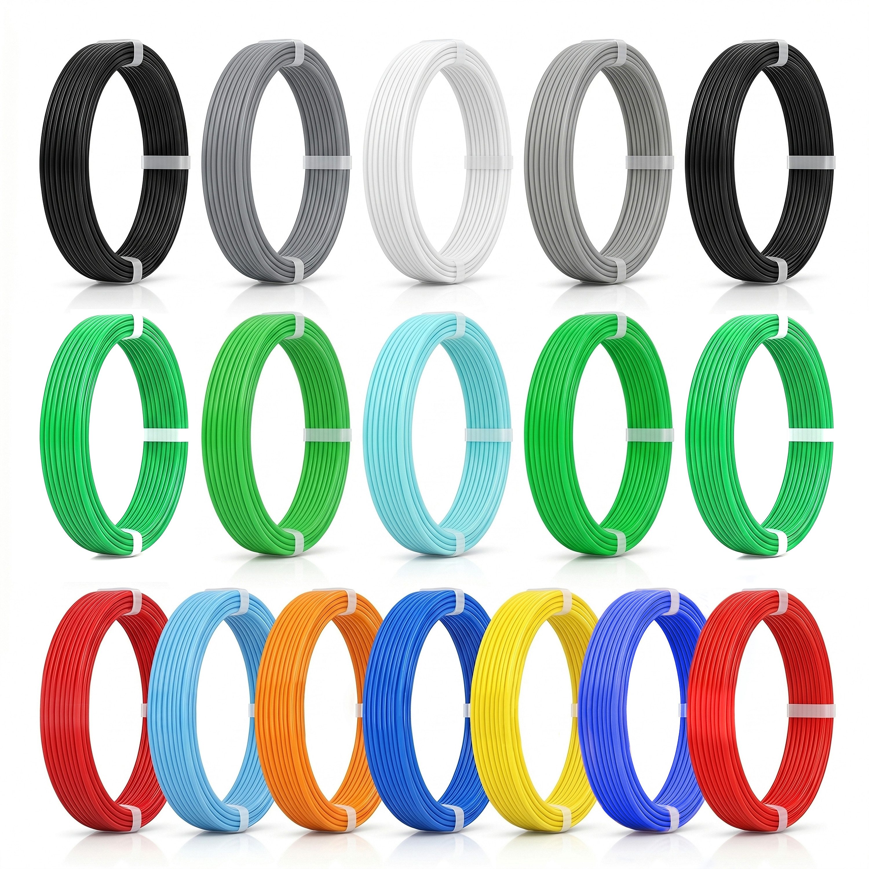 BEARWARE Filament PCL Filament Set für 3D-Stifte, 17 Rollen x 2 m, 11 Farben, 1,75 mm, Niedertemperatur-Filament Verarbeitung bei ca. 60 °C, ideal für Kinder