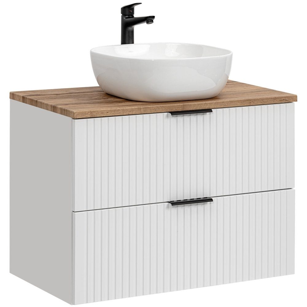 Lomadox Waschtisch ADELAIDE-56-WHITE, Waschbeckenschrank matt weiß Eiche mi günstig online kaufen