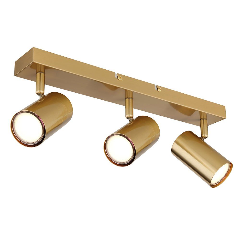 GLOBO LIGHTING Deckenleuchte, Leuchtmittel nicht inklusive, Deckenleuchte Wohnzimmerlampe Metall Gold 3 Flammig Spots beweglich