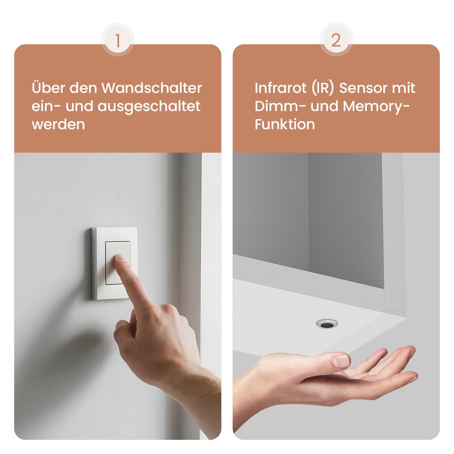 AQUALAVOS Badezimmerspiegelschrank LED Badezimmer Spiegelschrank Spiegel Badezimmerschrank Schutzklasse IP44,Spiegeltür Nach rechts öffnen