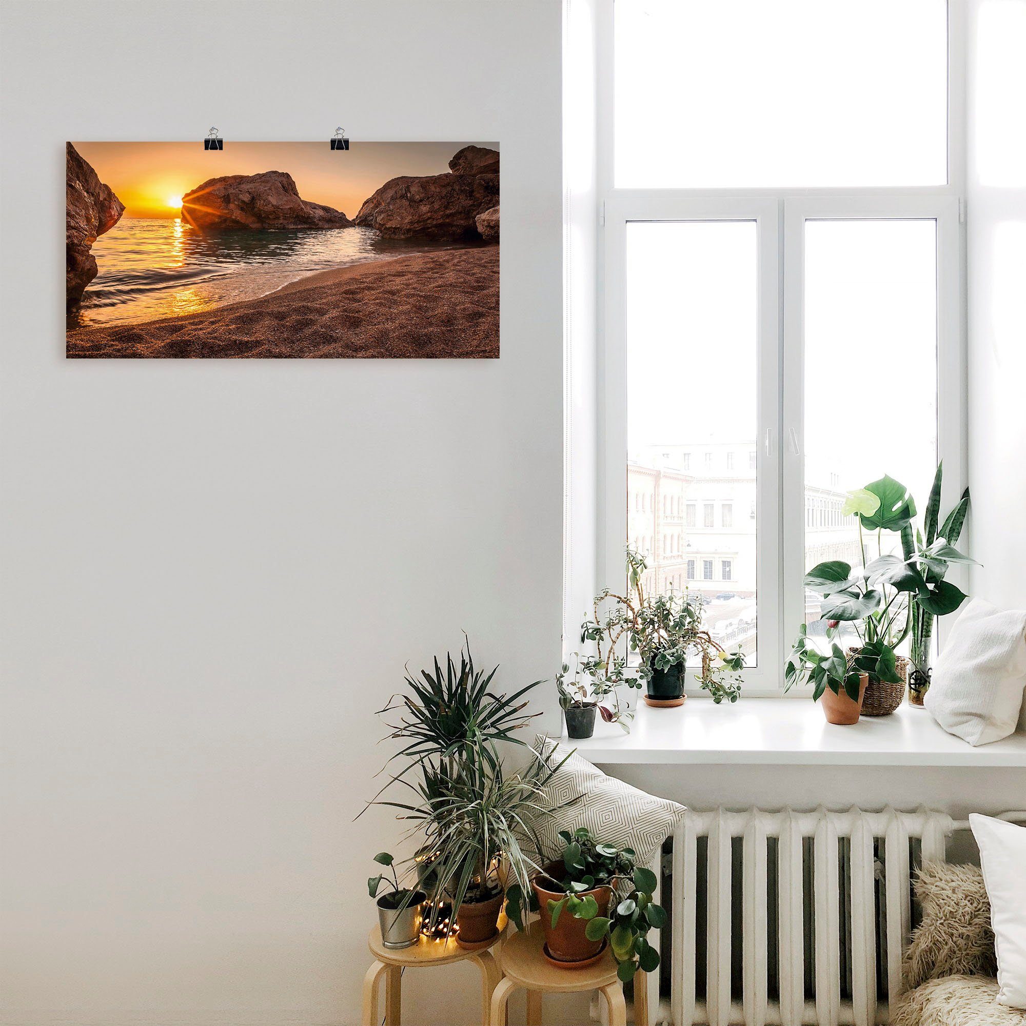 Artland Wandbild Sonnenuntergang Strand, Poster versch. und Strand Größen (1 in St), als oder Leinwandbild, Alubild, Wandaufkleber