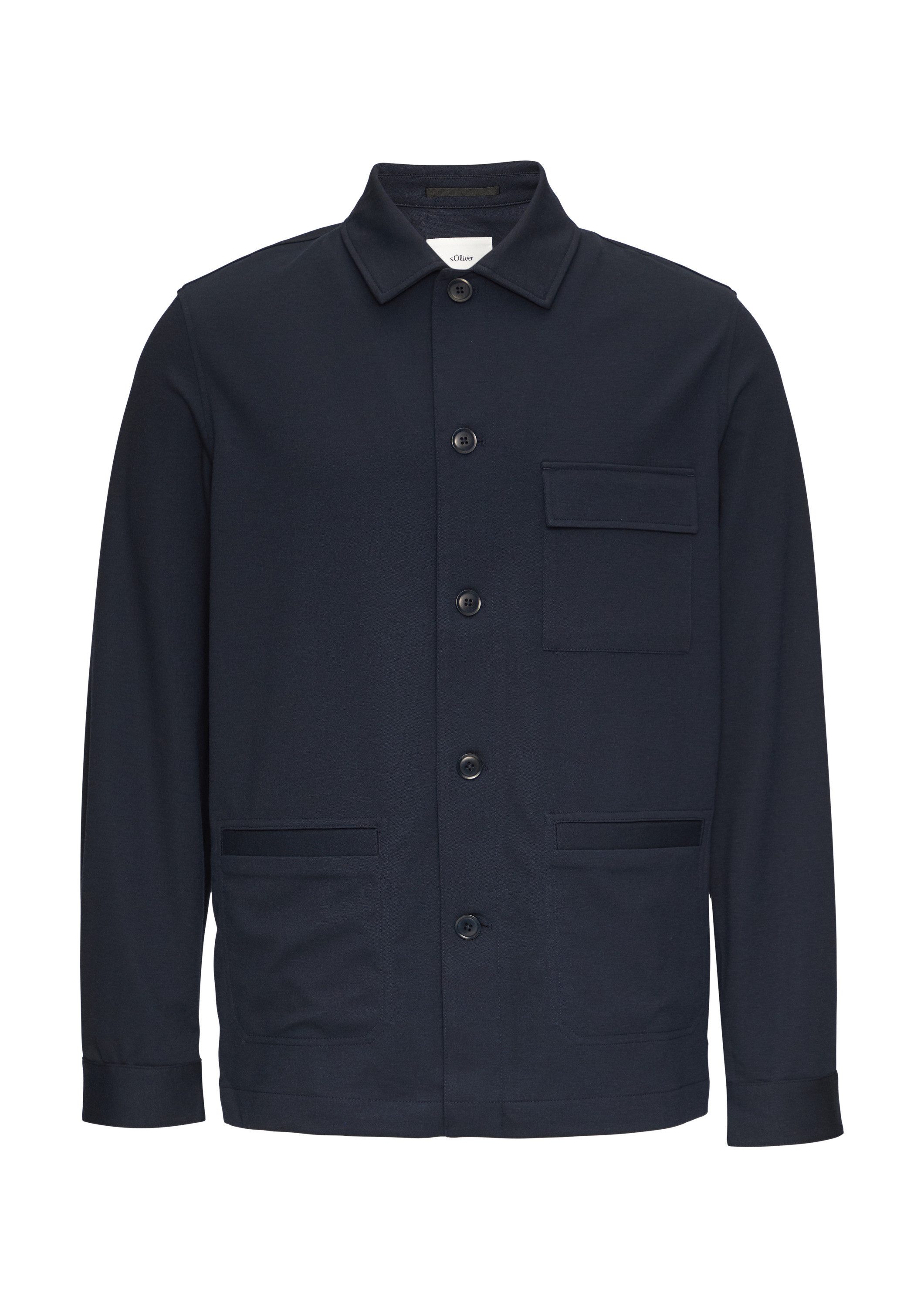 s.Oliver Hemdjacke Indoor-Jacke Overshirt aus Piqué-Jersey