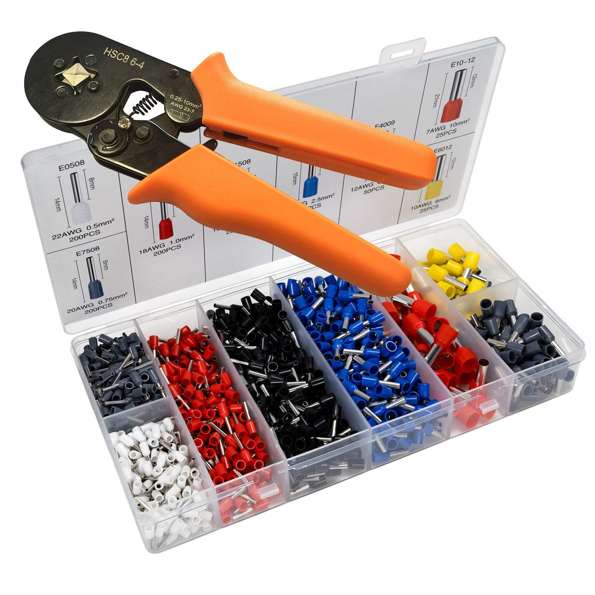 Beast Crimpzange Crimpzange mit 1200 teiligem Aderendhülsen Set, Zange 0.25-10 mm² von Beast