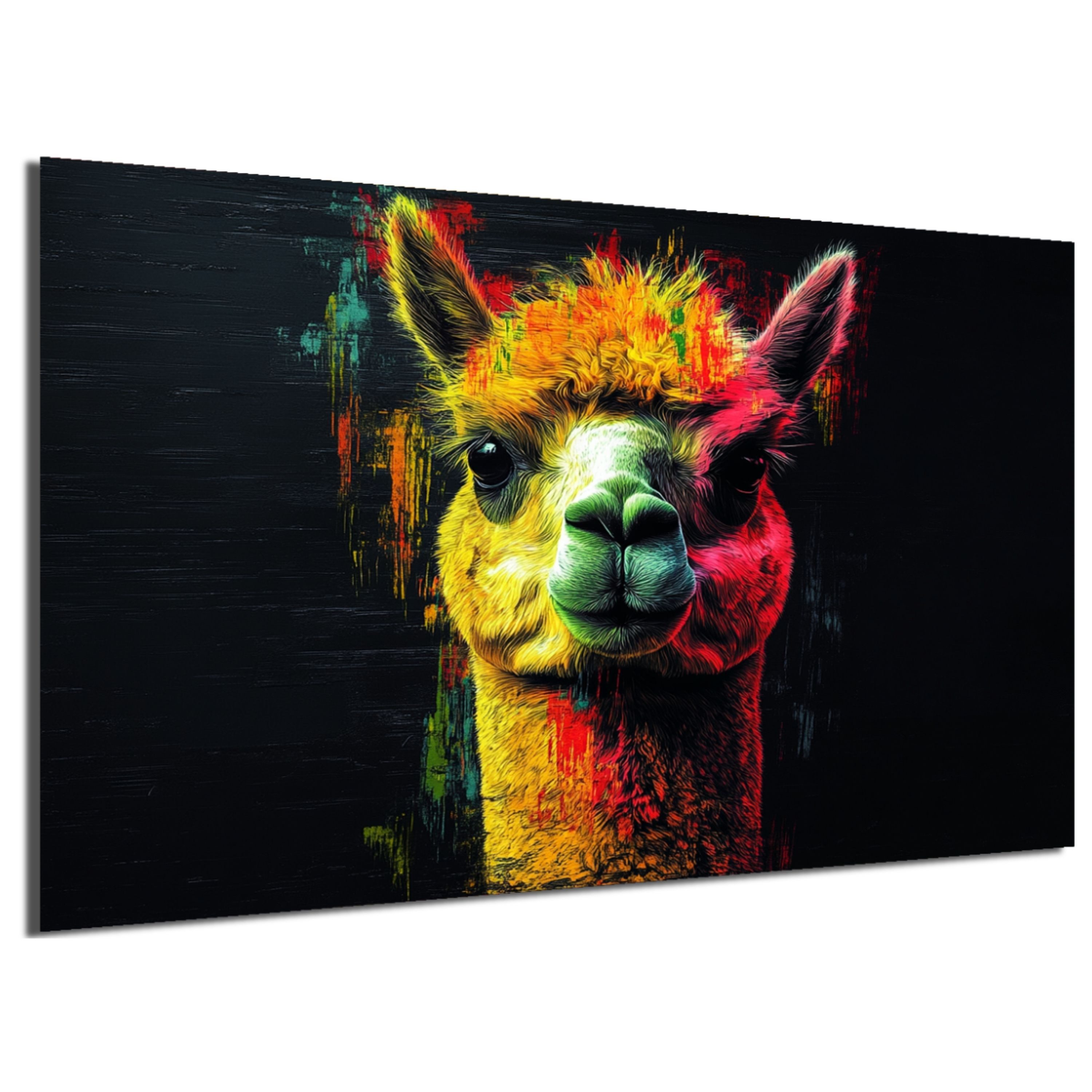 DARO Design Leinwandbild Modern Abstrakt Wandbilder XXL Wandbild Wand Deko Leinwand Bilder, (Lama Warhol Glitch - Bild groß Wohnzimmer Schlafzimmer Küche Esszimmer Einteilig Querformat Fotodruck Leinwände Wanddeko Abstrakte Kunst Boho), 30x20cm