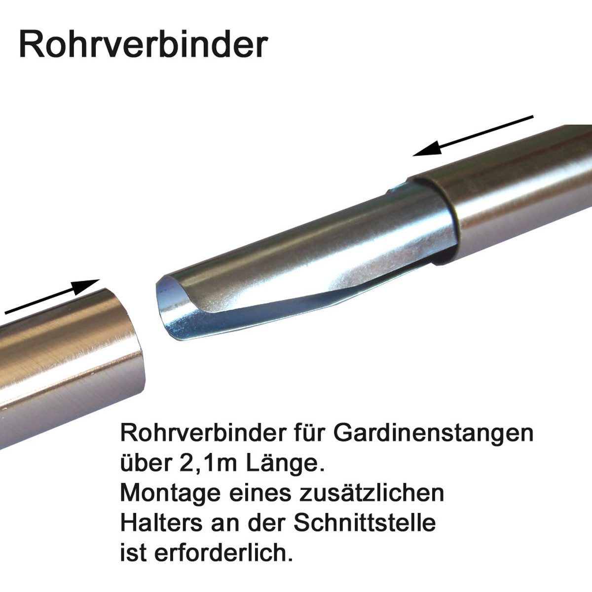 BASIT Gardinenstange Edelstahloptik 19mm mit Deckenträgern 120 cm E61, Ø 19 mm, 1-läufig, verschraubt, Metall, D18 120 cm E61 Kappe – Bild 3 von 5