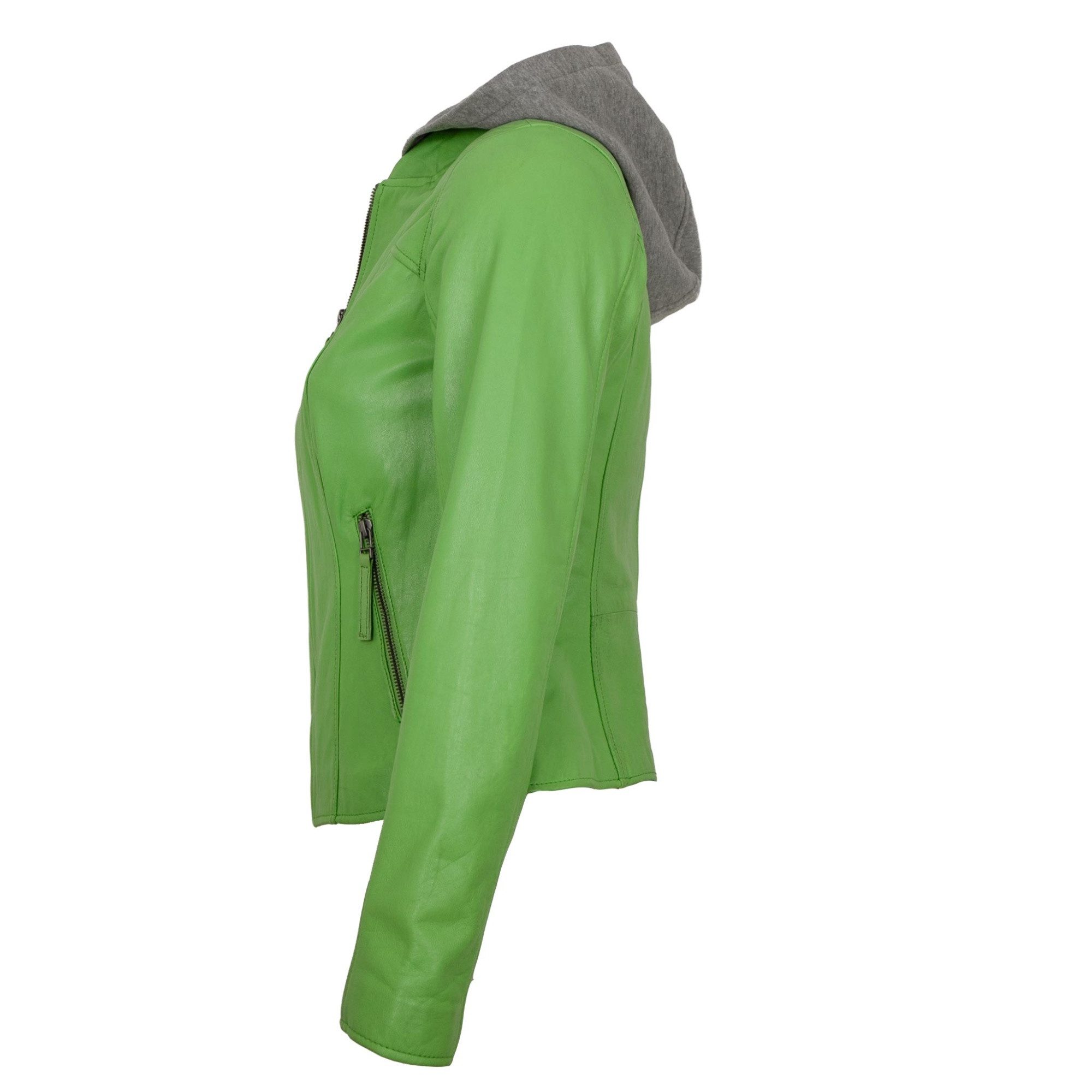 Jilani Lederjacke Ara Jilani Collection - Damen Lederjacke Lammnappa Kapuze grün