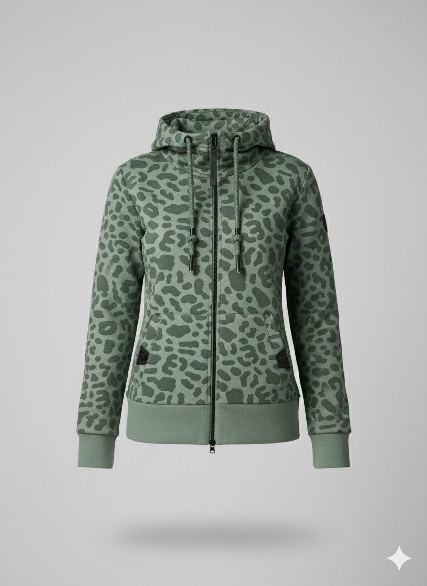 Ragwear Sweatjacke RYLIE PRINT ZIP O aus Baumwollmischung, normale Passform, mit Reißverschluss