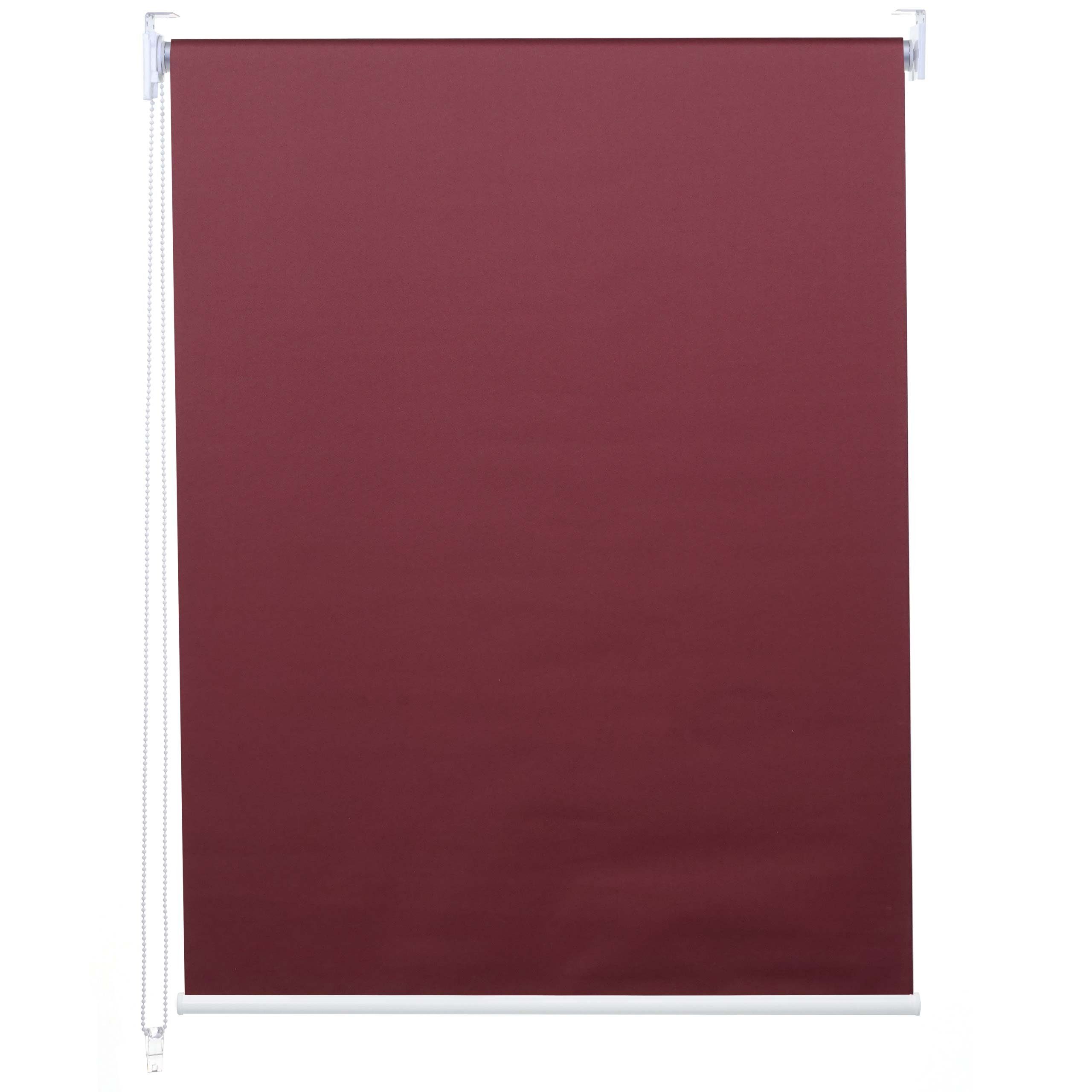 Seitenzugrollo MCW-D52-70x160, MCW, abdunkelnd, verschraubt, Bohrmontage, blickdicht, Kettenzug inkl. Kindersicherung, Stufenlose Bedienung, Thermobarriere bordeaux