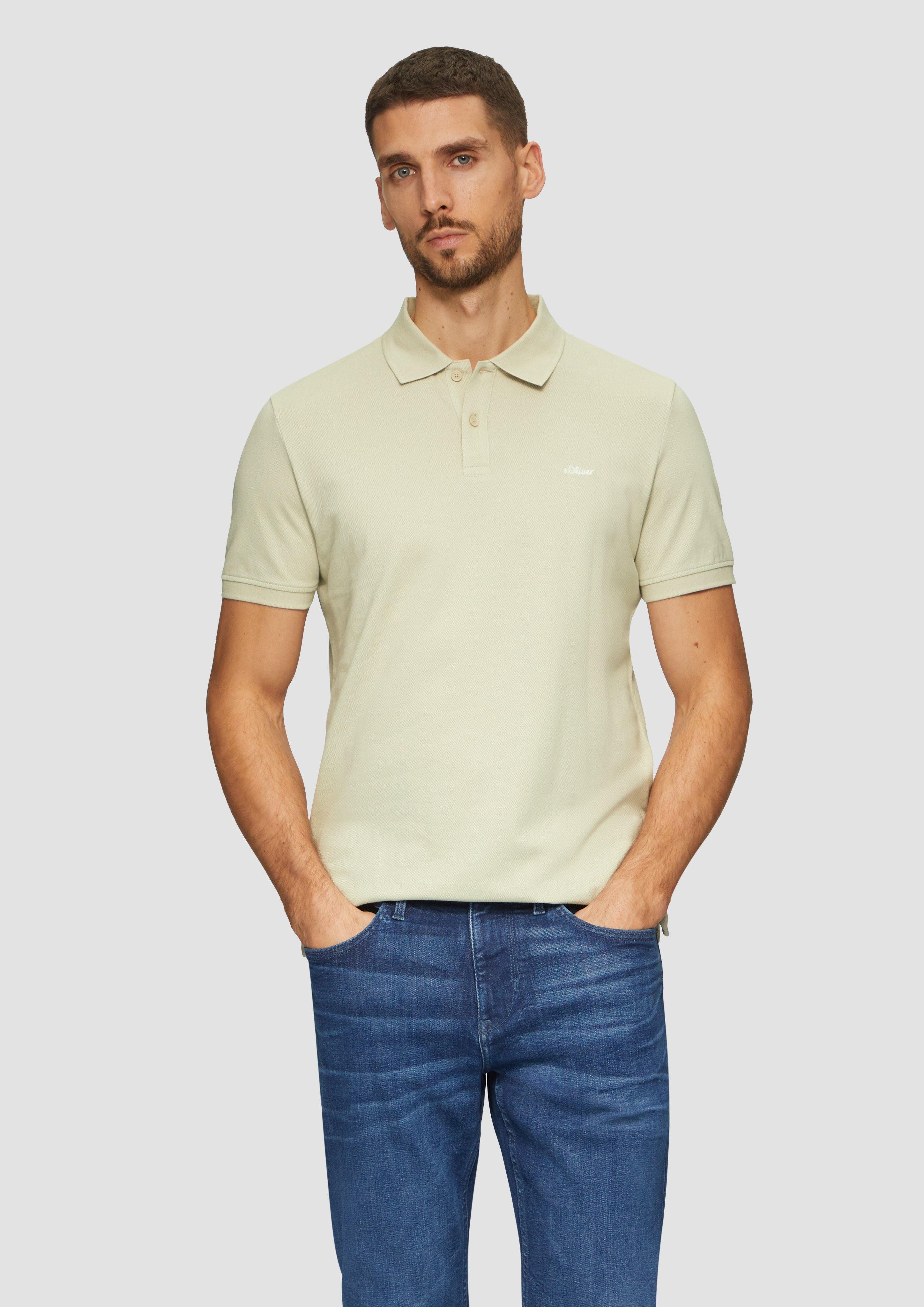s.Oliver Kurzarmshirt Poloshirt aus Baumwollpiqué Logo günstig online kaufen