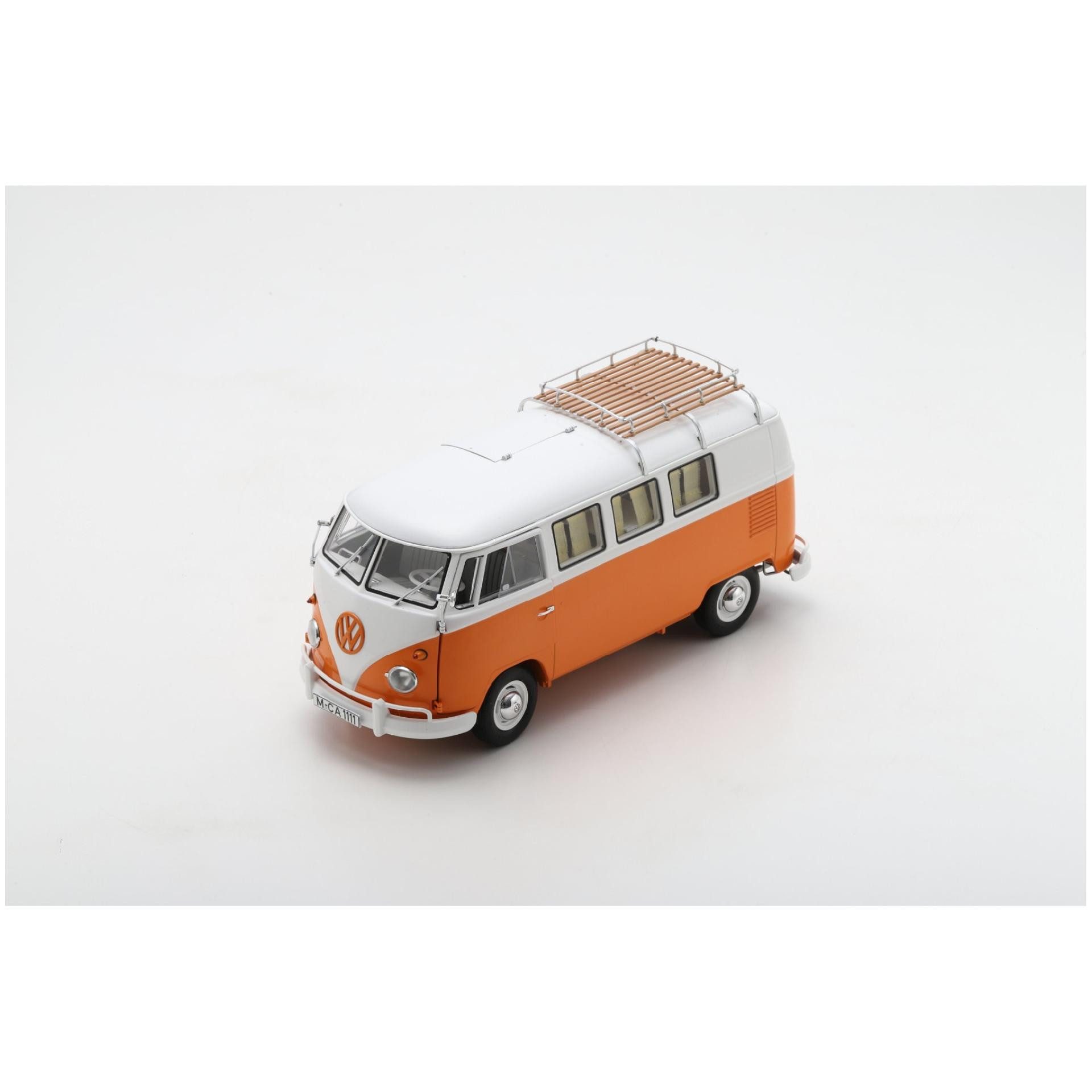 Schuco Modellbausatz VW T1 Camper Orange/Weiß Dach DC / 1:18, Maßstab 1:18
